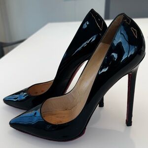 Christian Louboutin black patent Pigalle 120mm heels